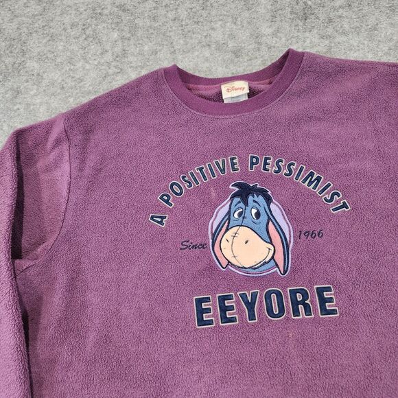 VTG Y2K Disney Store Eeyore Womens L Large Winnie The Pooh Fleece Sweatshirt - Picture 2 of 12